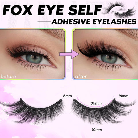 Self Adhesive Eyelashes Cat Eye Self Adhesive Lashes Fox Eye Lashes No Glue Spiky Natural False Eyelashes Wsipy Soft Handmade Self Adhesive Lashes Pack