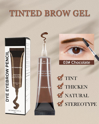 Waterproof Tinted Brow Gel, Chocolate Tinted Thickening Brow Mascara, Brow Fast Sculpt, Long Lasting Transfer-Proof, Eyebrow Gel Tint with Brow Brush & Razor, Fill in Eyebrows and Cover Gray Hair-B03#