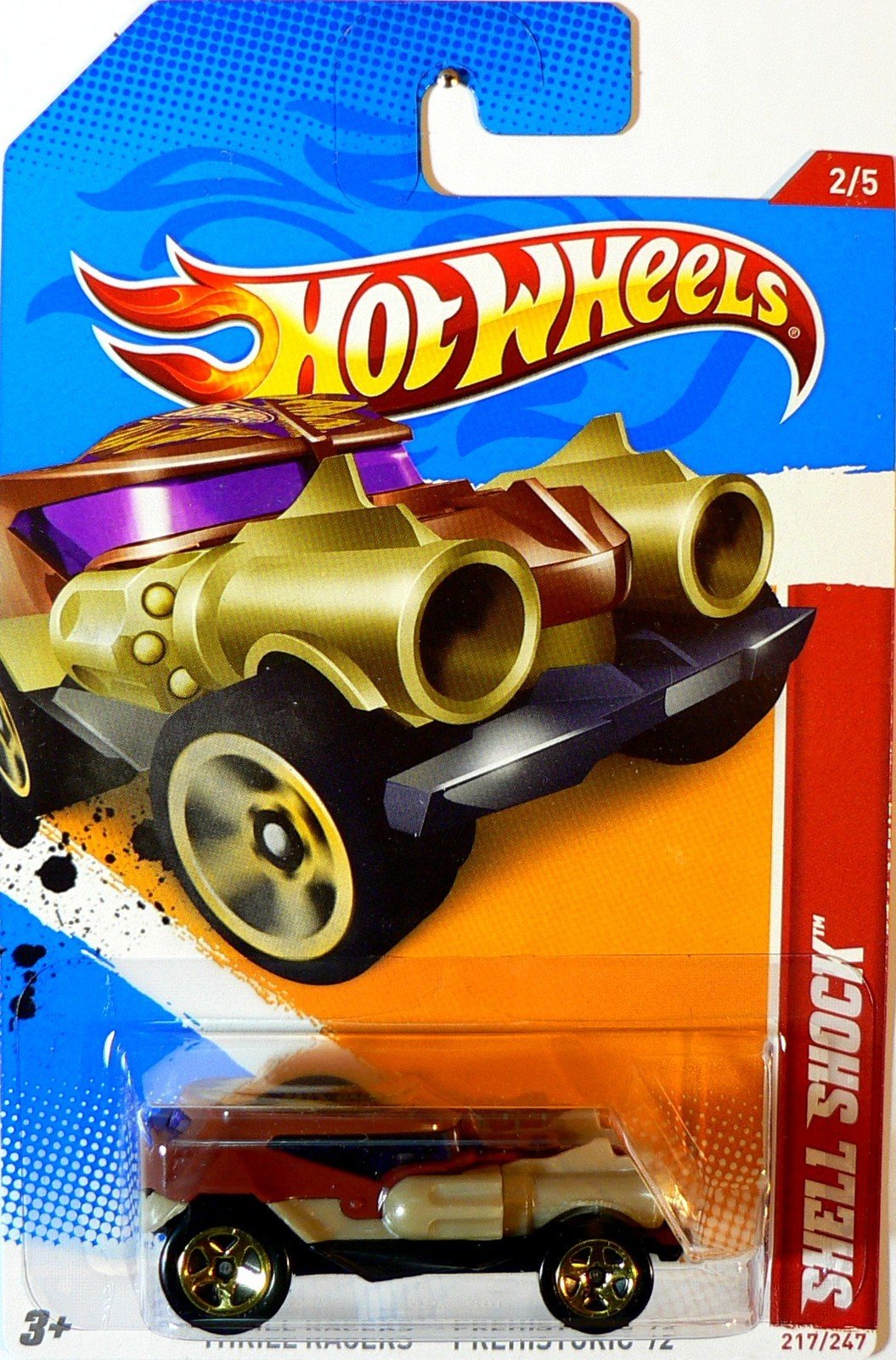 Hot Wheels 2012 Thrill Racers - Prehistoric #2/5 Brown & Gold Shell Shock Collectible 1:64 Scale Car 217/247