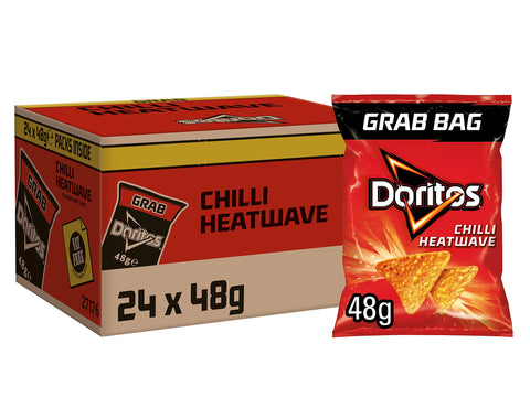 Doritos Chilli Heatwave Vegetarian Tortilla Chips, Perfect for Snacking 48g (Case of 24)