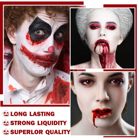 Fake Blood Cream Realistic Washable Fake Blood for Clothes Mouth Eyes,Halloween Zombie Vampire Clown Costume Cosplay Fake Blood Makeup