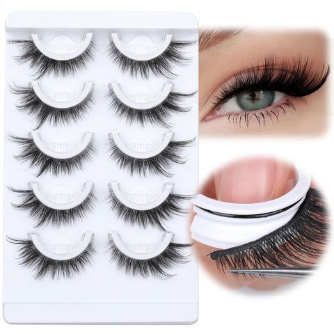 Self Adhesive Eyelashes Cat Eye Self Adhesive Lashes Fox Eye Lashes No Glue Spiky Natural False Eyelashes Wsipy Soft Handmade Self Adhesive Lashes Pack