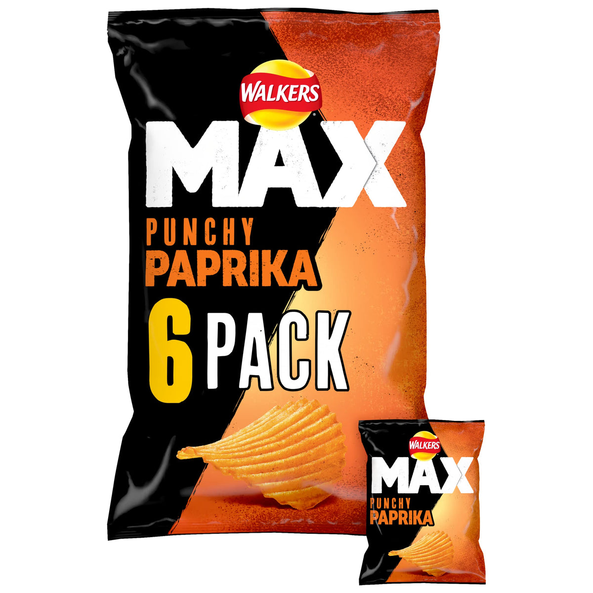 Walkers Max Punchy Paprika Multipack Crisps 6x27g