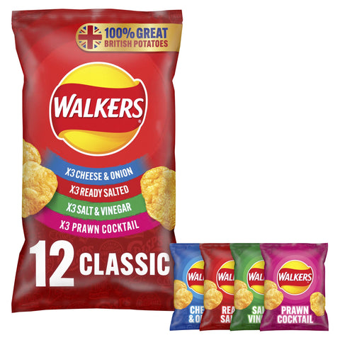 Walkers Crisps Classic Variety Multipack Crisps, 12x25g