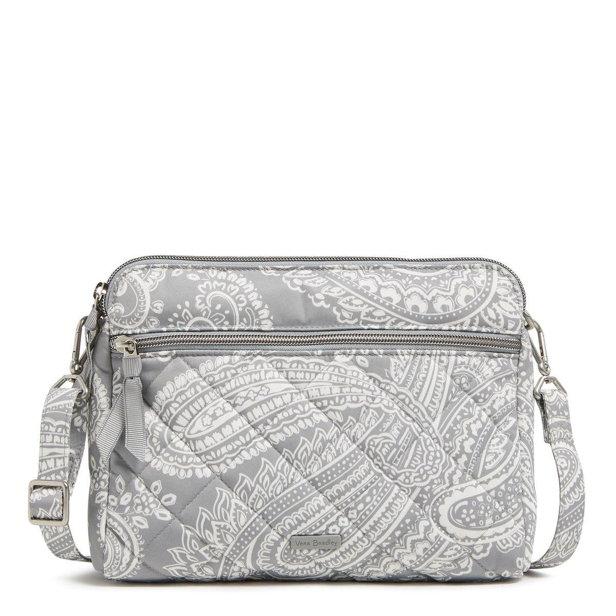 Vera Bradley Performance Twill Triple Compartment Crossbody Purse, Cloud Gray Paisley