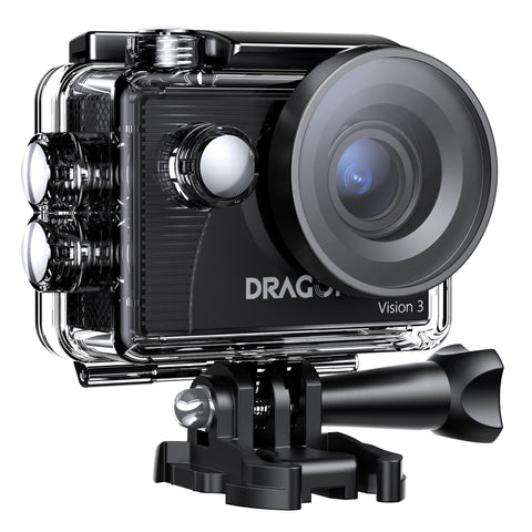 Dragon Touch Vision 3 Action Camera - 4K30FPS 20MP Waterproof Underwater Camera 170ÃƒÆ’Ã†â€™ÃƒÂ¢Ã¢â€šÂ¬Ã…Â¡ÃƒÆ’Ã¢â‚¬Å¡Ãƒâ€šÃ‚Â° Wide Angle WiFi Sports Cam with 2 Batteries, Remote Control and Mounting Accessories Kit