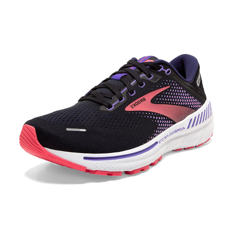 Brooks Women's Adrenaline GTS 22 Supportive Running Shoe - Black/Purple/Coral - 11.5 Narrow