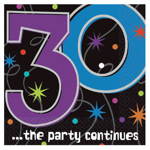 "30 ...the party continues" Luncheon Napkins, Party Favor