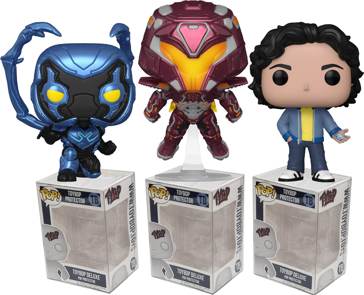 Funko Blue Beetle + Protector: DC Comics Pop! Movies Vinyl Figure (Bundled with ToyBop Box Protector Collector Case) (Set of 3)