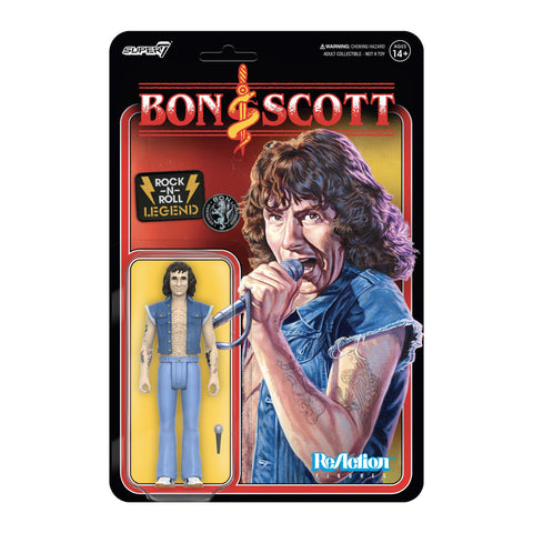 Super7 Bon Scott - 3.75" Bon Scott Action Figure with Accessory Classic Rock Collectibles and Retro Toys