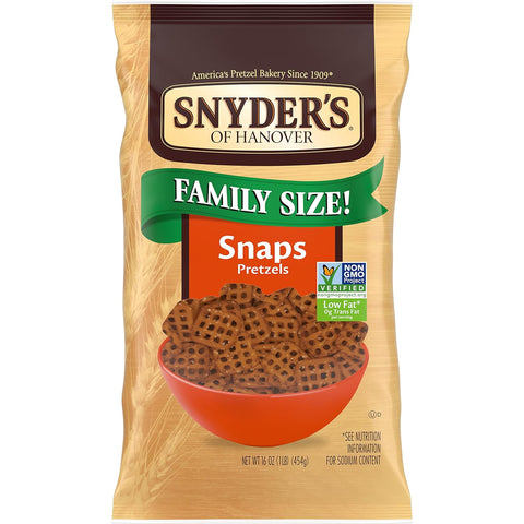 Snyder's of Hanover Pretzel Snaps, Family Size, 16 Oz Bag