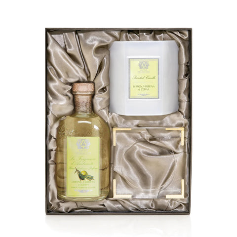 Antica Farmacista Gift Set With Diffuser, Candle and Tray - Lemon Verbena & Cedar