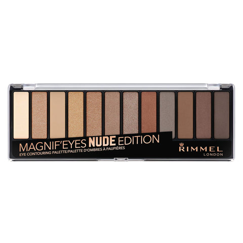 Rimmel London Magnif'Eyes Eyeshadow Palette, 12 Shades, Blendable Formula, Versatile, 001, Nude, 0.5oz