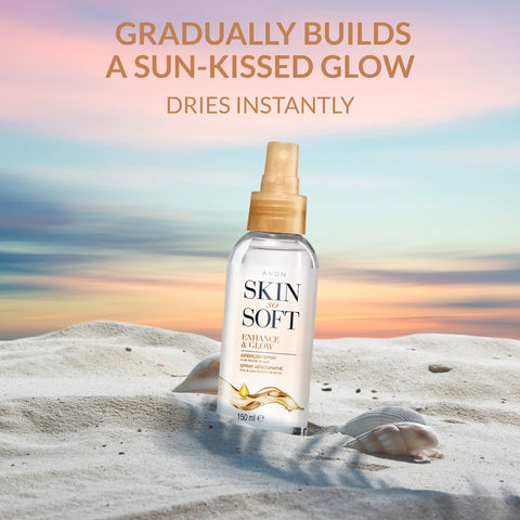 Avon Skin So Soft Enhance & Glow Airbrush Tanning Spray 150ml, Sun-Kissed Glow, Quick Drying, Easy to Use, Cruelty Free