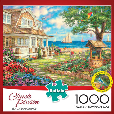 Buffalo Games - Sea Garden Cottage - 1000 Piece Jigsaw Puzzle with Hidden Images