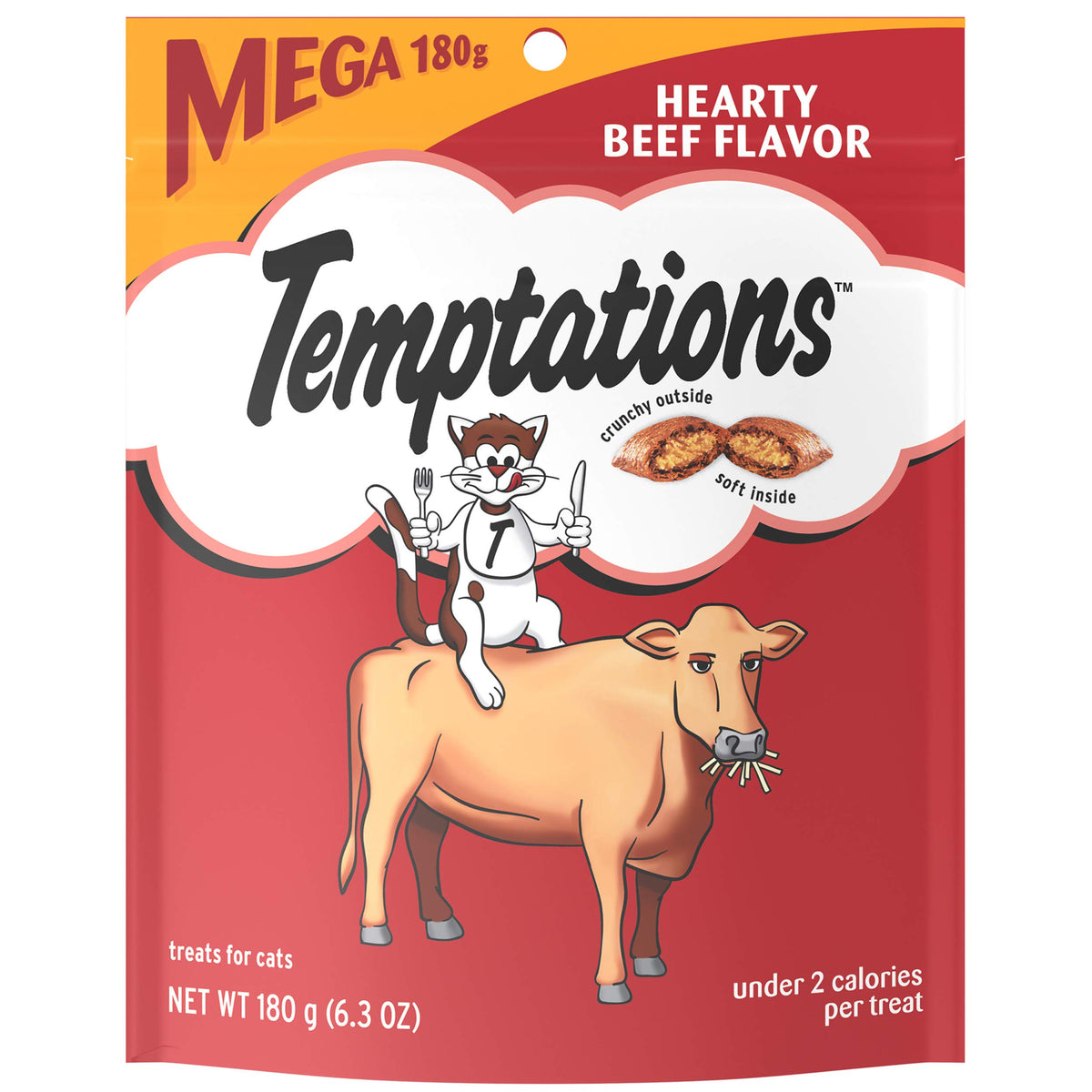 TEMPTATIONS Classic Treats for Cats Hearty Beef Flavor 6.3 Ounce (Pack of 10)