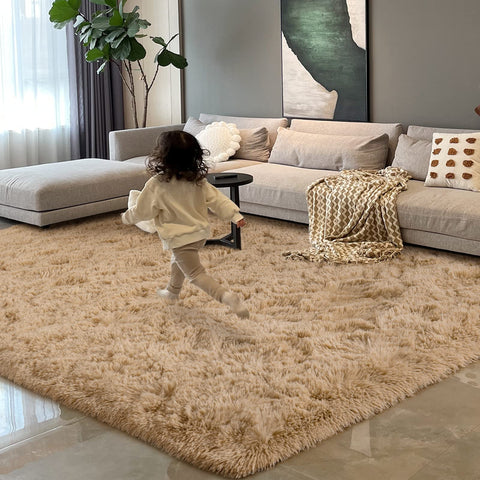 HOMORE Light Tan Fluffy Area Rug 5x8 Beige Shag Rugs for Bedroom Living Room, Super Soft and Comfy Carpet for Living Room, Cute Rugs and Carpets for Kids Nursery Girls Home Dorm Decor