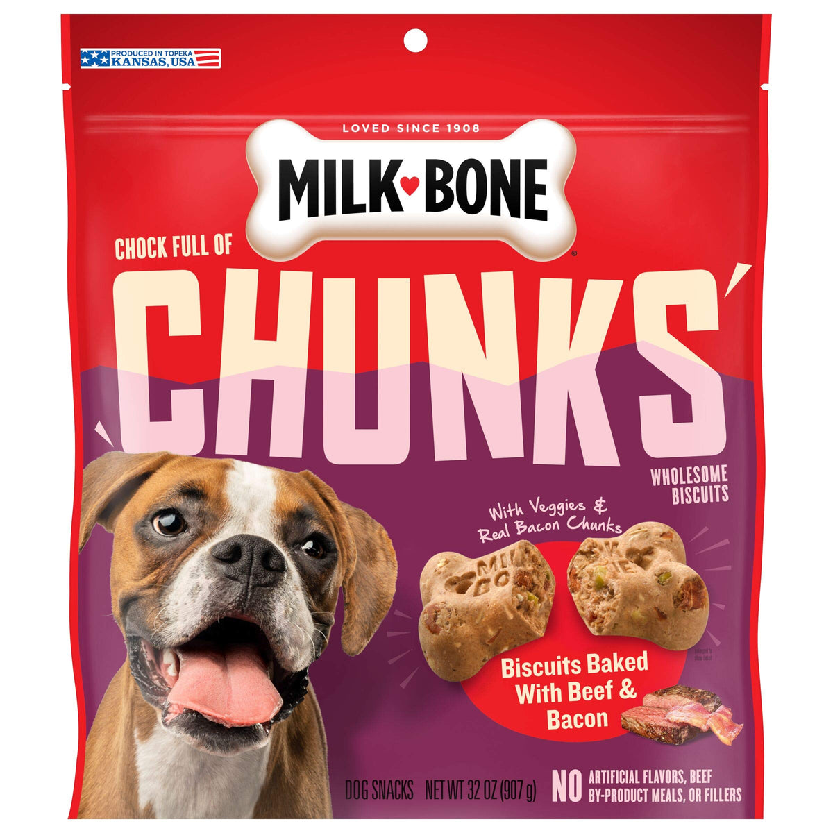 Milk-Bone Chock Full of Chunks with Beef and Bacon Dog Treats, 32 Ounces