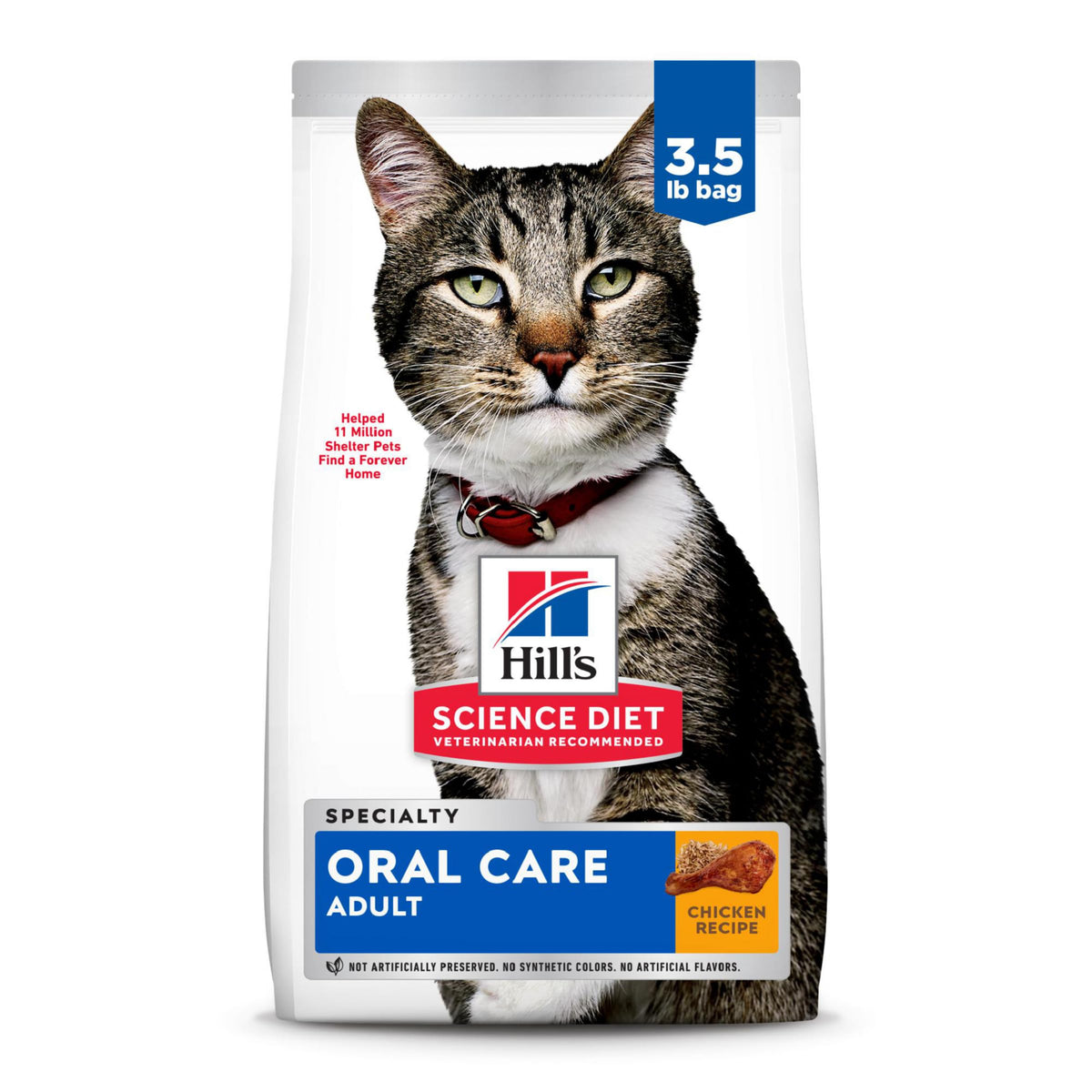 Hill's Science Diet Dry Cat Food, Adult, Oral Care, Chicken Recipe, 3.5 lb. Bag