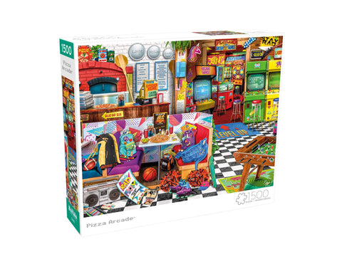 Buffalo Games - Aimee Stewart - Pizza Arcade - 1500 Piece Jigsaw Puzzle for Adults Challenging Puzzle Perfect for Game Nights