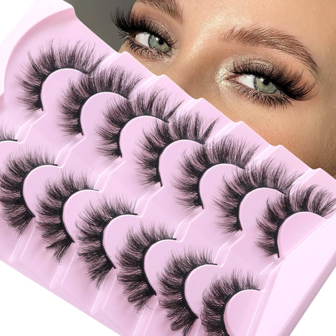 False Eyelashes Fluffy Cat Eye Lashes 7 Pairs Fake Eyelashes Mink Lashes Wispy False Lashes Pack by Ruairie