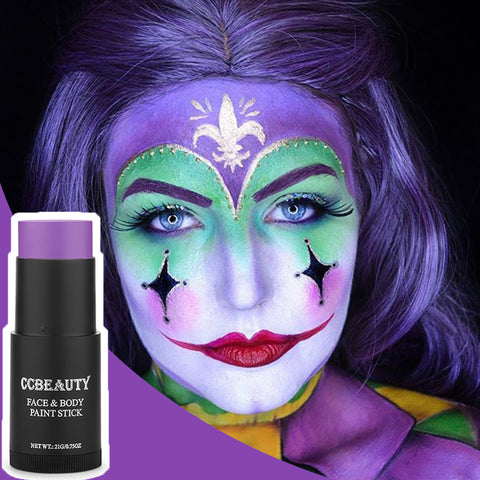 CCBeauty Purple Face Body Paint Stick, Oil Face Painting Kit Foundation Makeup, Purple Eye Black Sticks for Sports, FacePaint for Halloween Ursula Dabi Widowmaker Cosplay Costume Parties