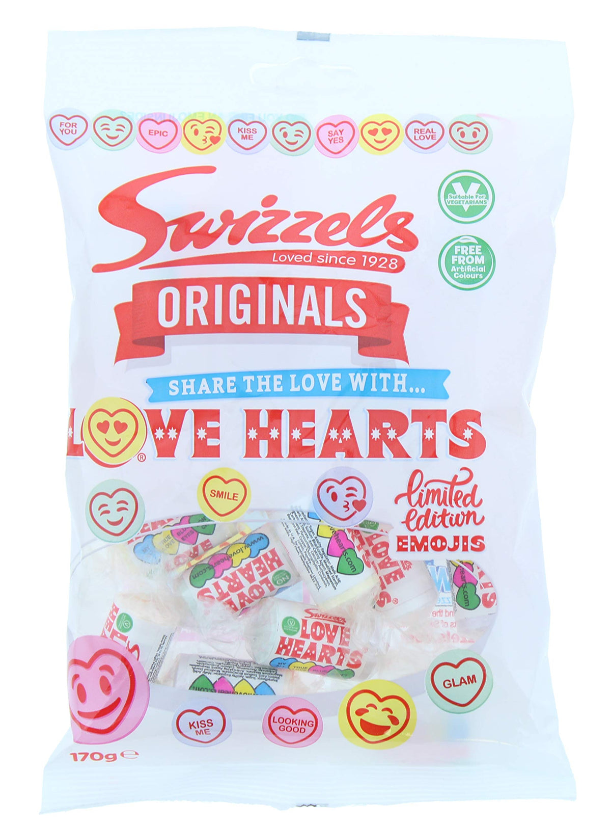 Swizzels Originals Love Hearts Sweets (170g x1)