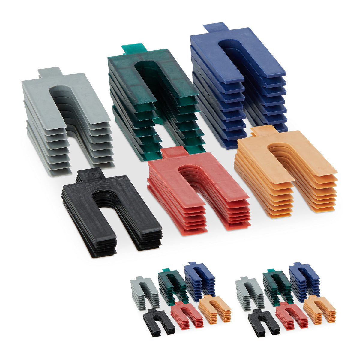 Relaxdays Plastic spacers, Set of 144, Glazing Blocks in 6 Sizes, Spacer Plates 1-6 mm, Various Colours