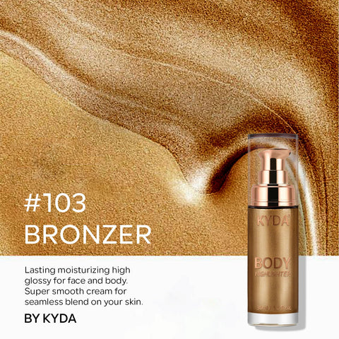 KYDA Body Luminizer, Lasting Moisturizing High Glossy For Face & Body, Face Body Glow Illuminator Makeup, Body Highlighter, 103 BRONZER