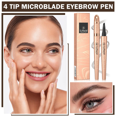 CAHIUYOA Eyebrow Pencil Dark Brown Microblading Eyebrow Pen Waterproof Eye Brow Pencils for Women Liquid Eyebrow Pencil with Micro-Fork Tip Brow Pen Create Natural Eyebrow Makeup - 02 Dark Brown