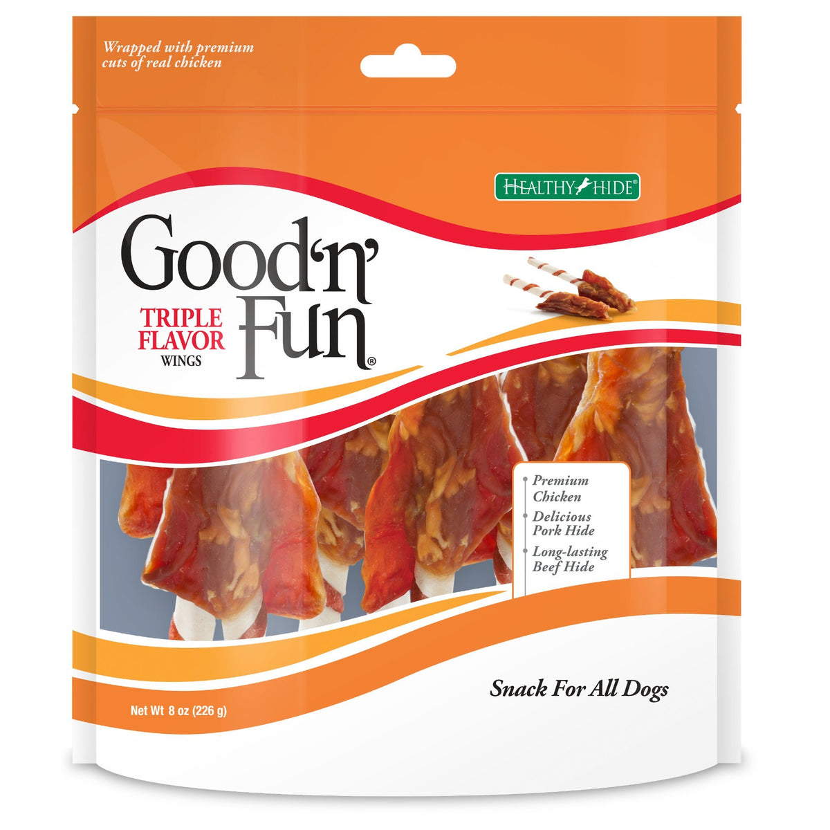 Good 'N' Fun Triple Flavor Wings, Made With Real Meat, Treats for Dogs, 8 oz