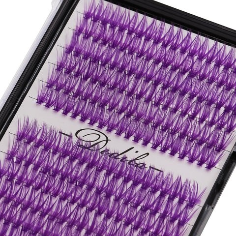 12Rows 40D Purple Color Individual False Eyelashes Large tray 240 Clusters 3D Volume Eyelashes Extensions Thickness 0.07mm D Curl Makeup Colorful Eye Lashes Cluster Beauty Tools (18mm)