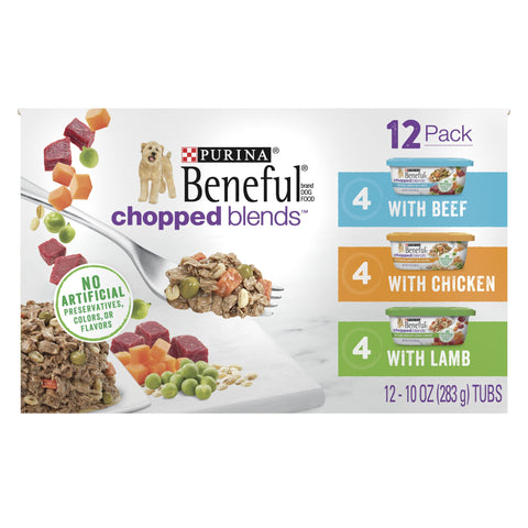 Purina Beneful Wet Dog Food Variety Pack, Chopped Blends - (12) 10 oz. Tubs