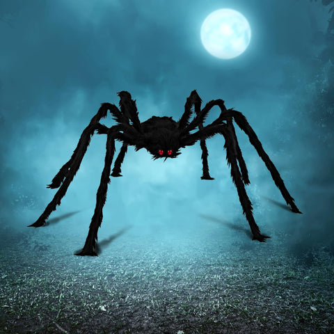 JOYIN Halloween Decorations Giant Spider, 5 Ft Halloween Spider for Indoor Outdoor Scary Haunted House Spider Web Party Halloween Yard Black Hairy Spider Props