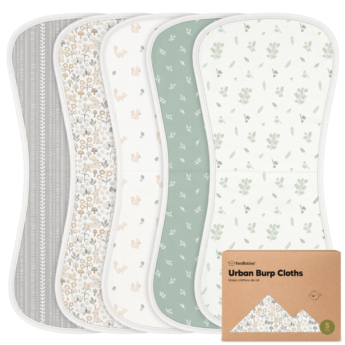 Organic Burp Cloths for Baby Boys and Girls - 5-Pack Super Absorbent Burping Cloth, Burp Clothes, Soft & Plush, Newborn Milk Spit Up Rags, Burpy Cloth Bib for Unisex, Burping Rags (Prairie)