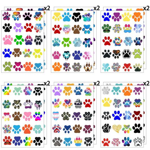 12 Sheets Dog Paw Temporary Tattoos for Kids, Paw Print Birthday Party Supplies Decorations Cute Face Body Art Fake Tattoo Stickers Paw Print Party Favors for Boys Girls Teens Party Gifts Game Reward