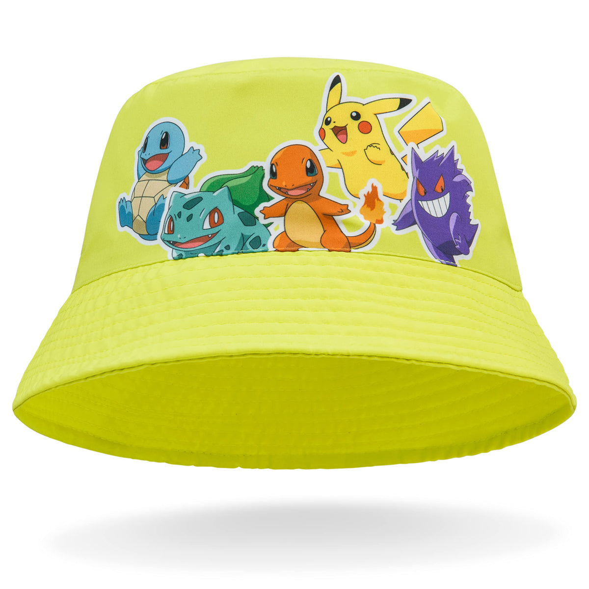 Pokemon Bucket Hat for Kids Unisex Baseball Cap Pikachu Adjustable Strap Trucker Cap Sun Hat for Kids Snapback (Yellow)