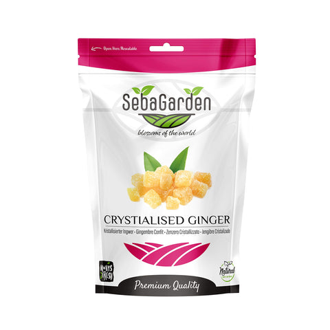 Seba Garden Crystallized Ginger 1 kg - Ziplock bag Healthy Snacks, Premium Quality