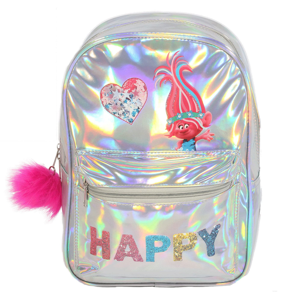 Trolls Poppy Happy Backpack, Girls, One Size, Silver, Official Merchandise