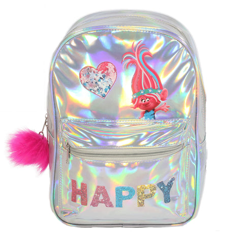 Trolls Poppy Happy Backpack, Girls, One Size, Silver, Official Merchandise