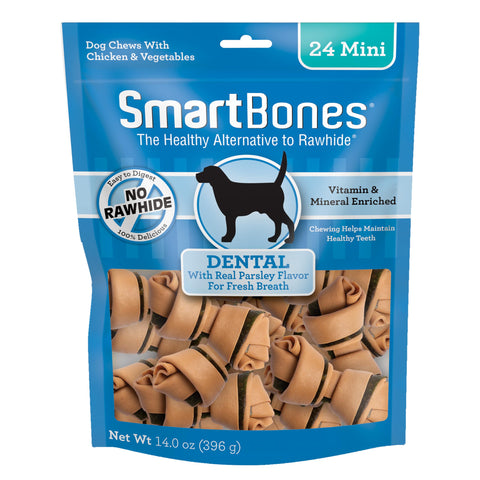 Smartbones SBD-00222 Rawhide-Free Dental Dog Chew, Vegetable & Chicken Dog Chew,Mini | 24 Count