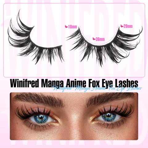 Manga Lashes Cat Eye Lashes Wispy False Eyelashes Anime Fox Eye Lashes Wet Look Lash Strip Spiky Lash by Winifred