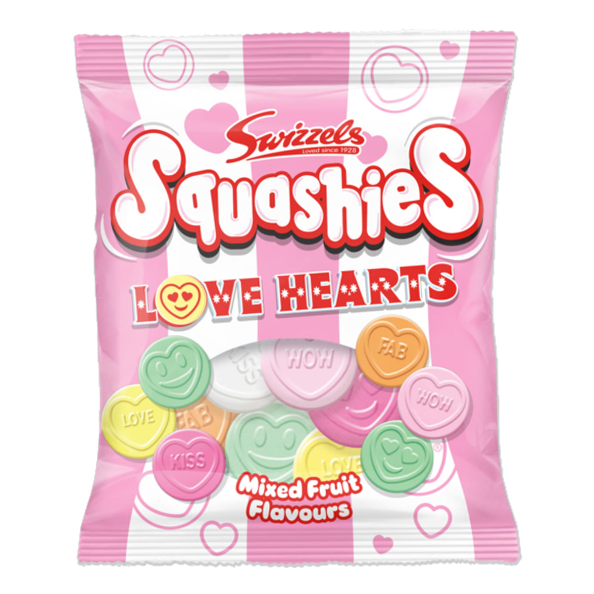 Swizzels Squashies Love Hearts 120g - Chewy Retro Sweets, Perfect Soft Chews for Kids, Party Bags, Birthday Treats, Valentine, Hampers, and Gift Boxes