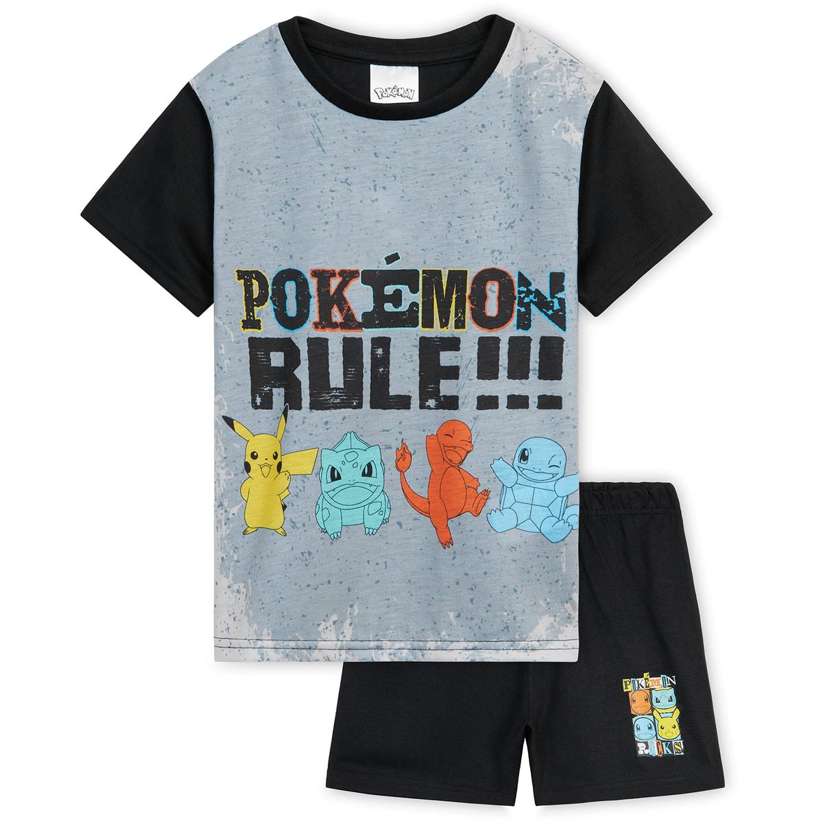 Pokemon Boys Pyjamas for Kids and Teenagers T-Shirt and Shorts Summer PJs Gifts for Boys (4-5 Years, Black/Grey)