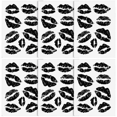 6 Sheets Lip Prints Stickers Waterproof Kiss Fake Valentines Lip Self-adhesive Fake Black Lips Stickers