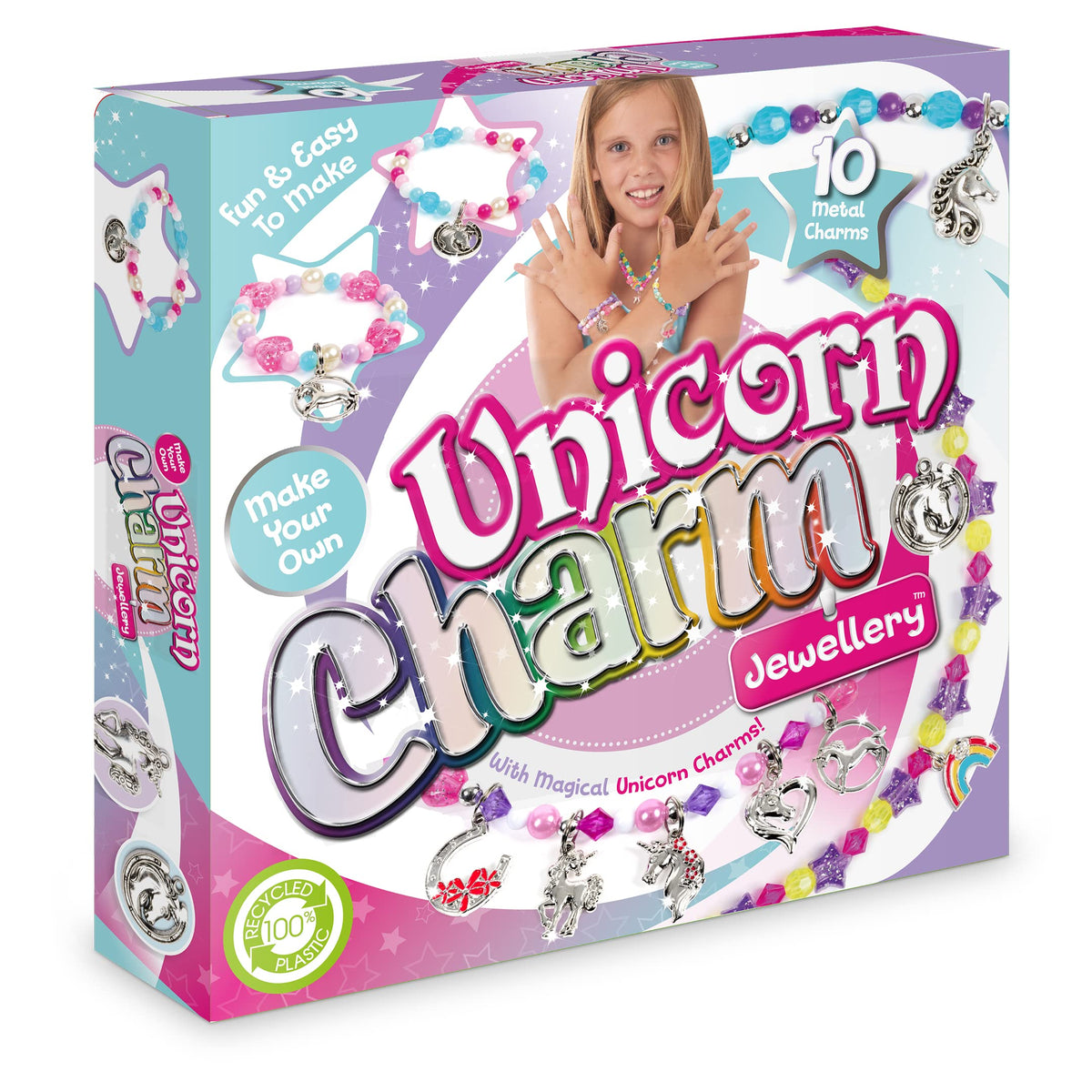 Craftbox CB806 Unicorn Charm Jewellery Craft Set, Mixed