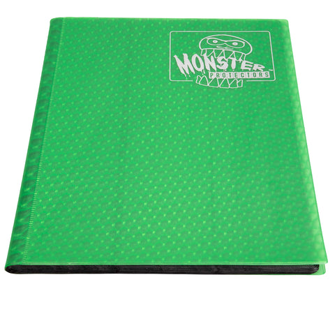 Monster 9 Pocket Trading Card Album- 20 Side Loading, Theft Deterrent, Padded Pages that Hold up to 360 cards - compatible with Yugioh, MTG, Magic The Gathering, PokÃƒÂ©mon & Sport Cards - Holofoil Green