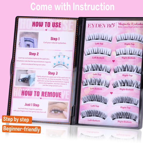 Magnetic Eyelashes, 3 pairs Magnetic Lashes with Applicator Magnetic Eyelashes Natural Look Mixed 3 Styles Wispy Eyelashes with Magnets No Glue Needed Magnetic Eyelashes Kit with Instruction