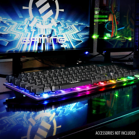 ENHANCE Voltaic 2 Gaming Keyboard - LED Backlit Membrane Keyboard with a Clear, Circuit Design, Mechanical Feeling Keyboard with Multimedia Keys, 19KRO, Anti-Ghosting - Ergonomic Keyboard for PC