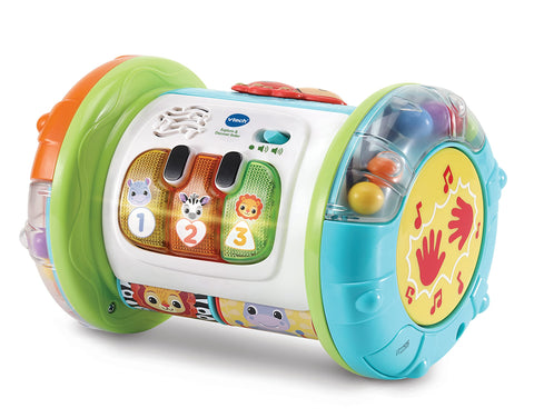 VTech Baby Explore & Discover Roller, Interactive Baby Toy with Gears, Rollers, Beads, Lights & Music, Roll & Push Gift for Infants 6, 9, 12 months +, English version,Multicolor,Small